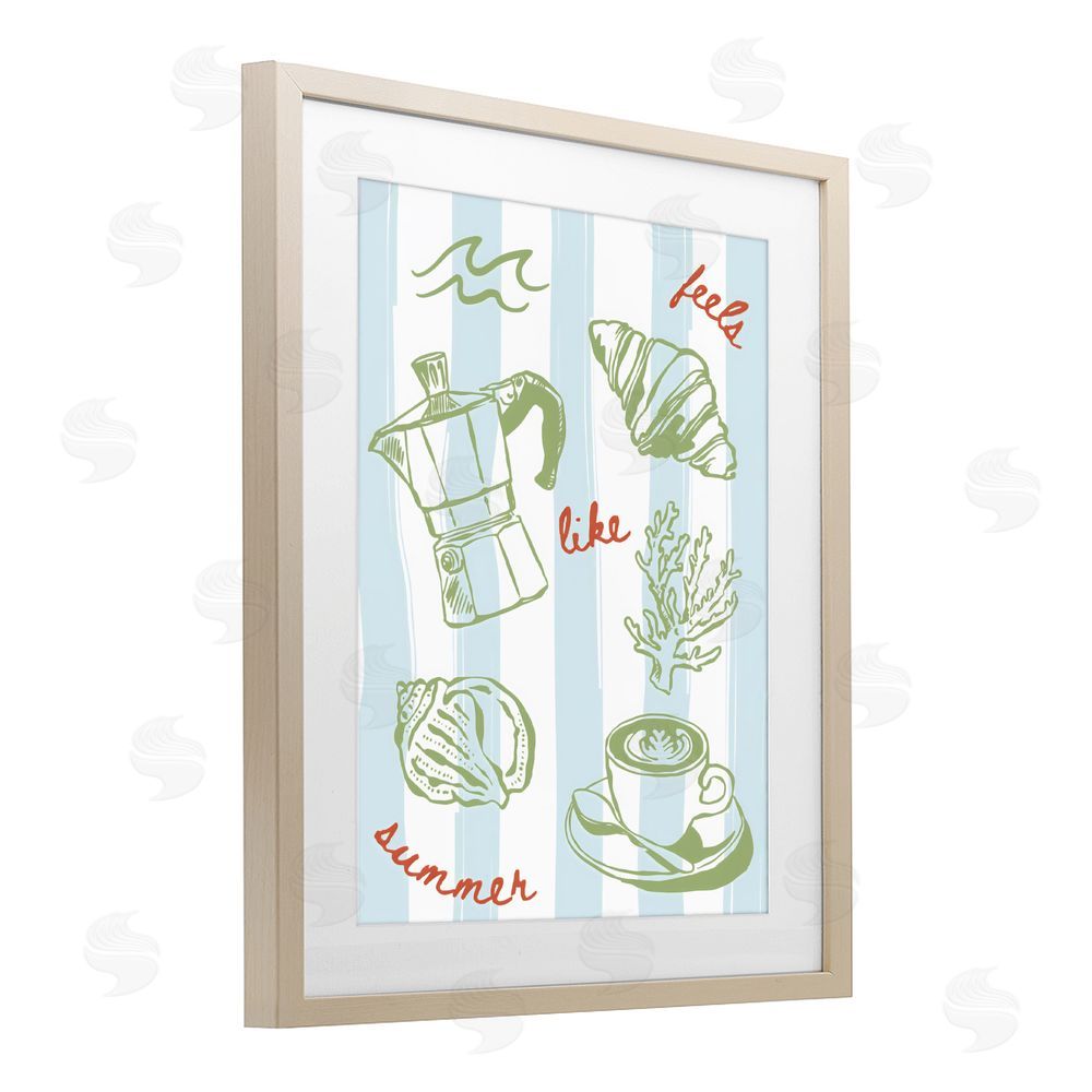 The Prints Vibe Feels Like Summer on Stripes Brown Framed Print Under Glass Wall Art