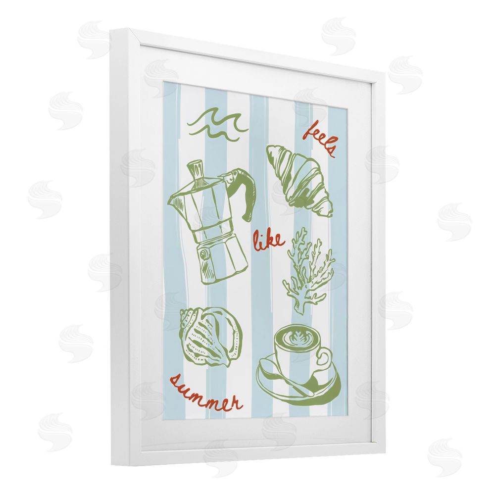 The Prints Vibe Feels Like Summer on Stripes White Framed Print Under Glass Wall Art