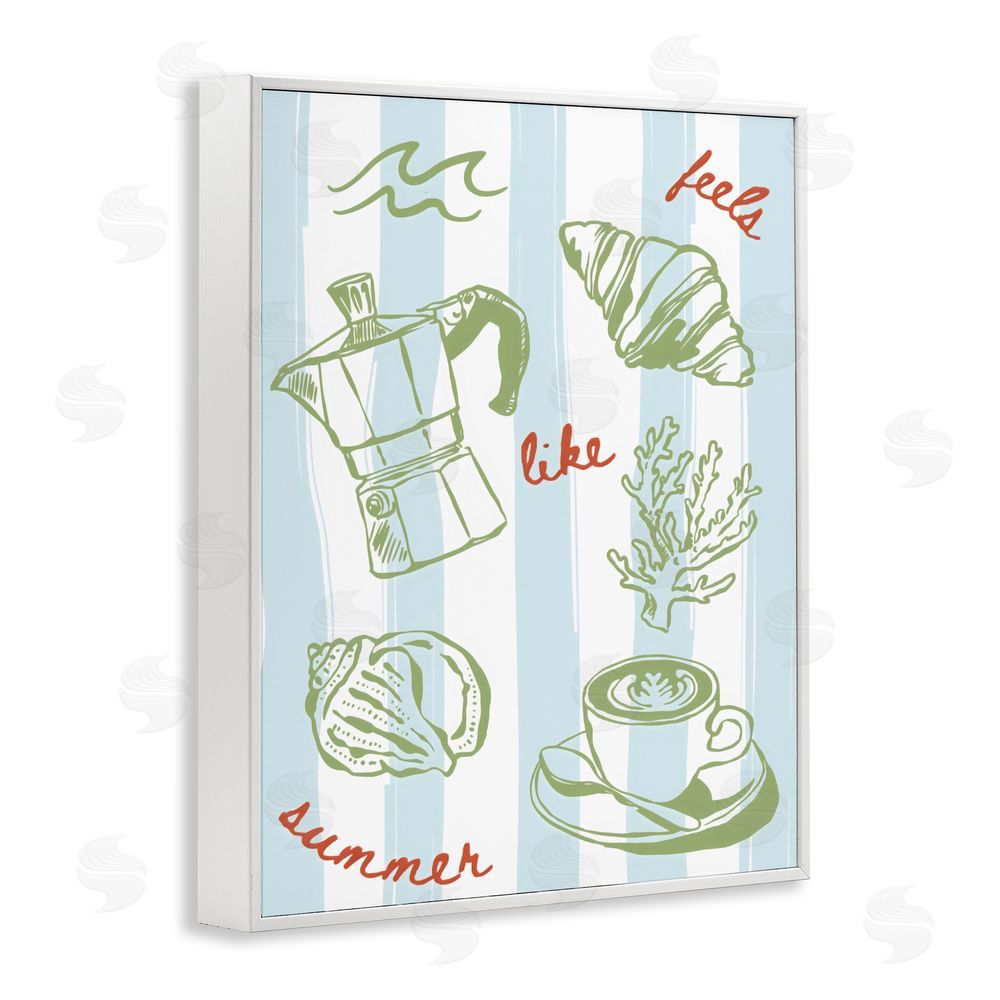 The Prints Vibe Feels Like Summer on Stripes White Framed Giclee Wall Art