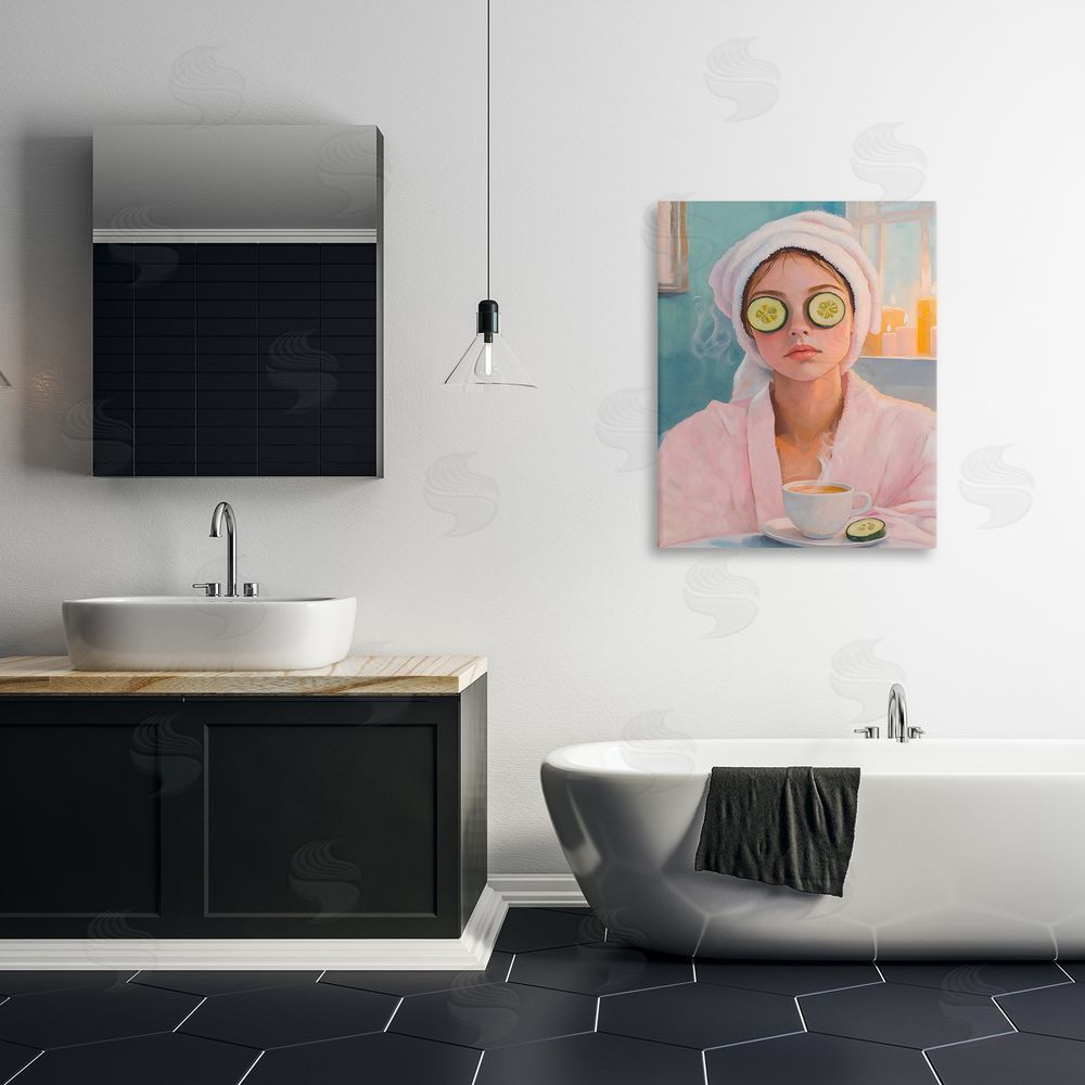 The Prints Vibe Spa Day Cucumber Self Care Stretched Canvas on Wall