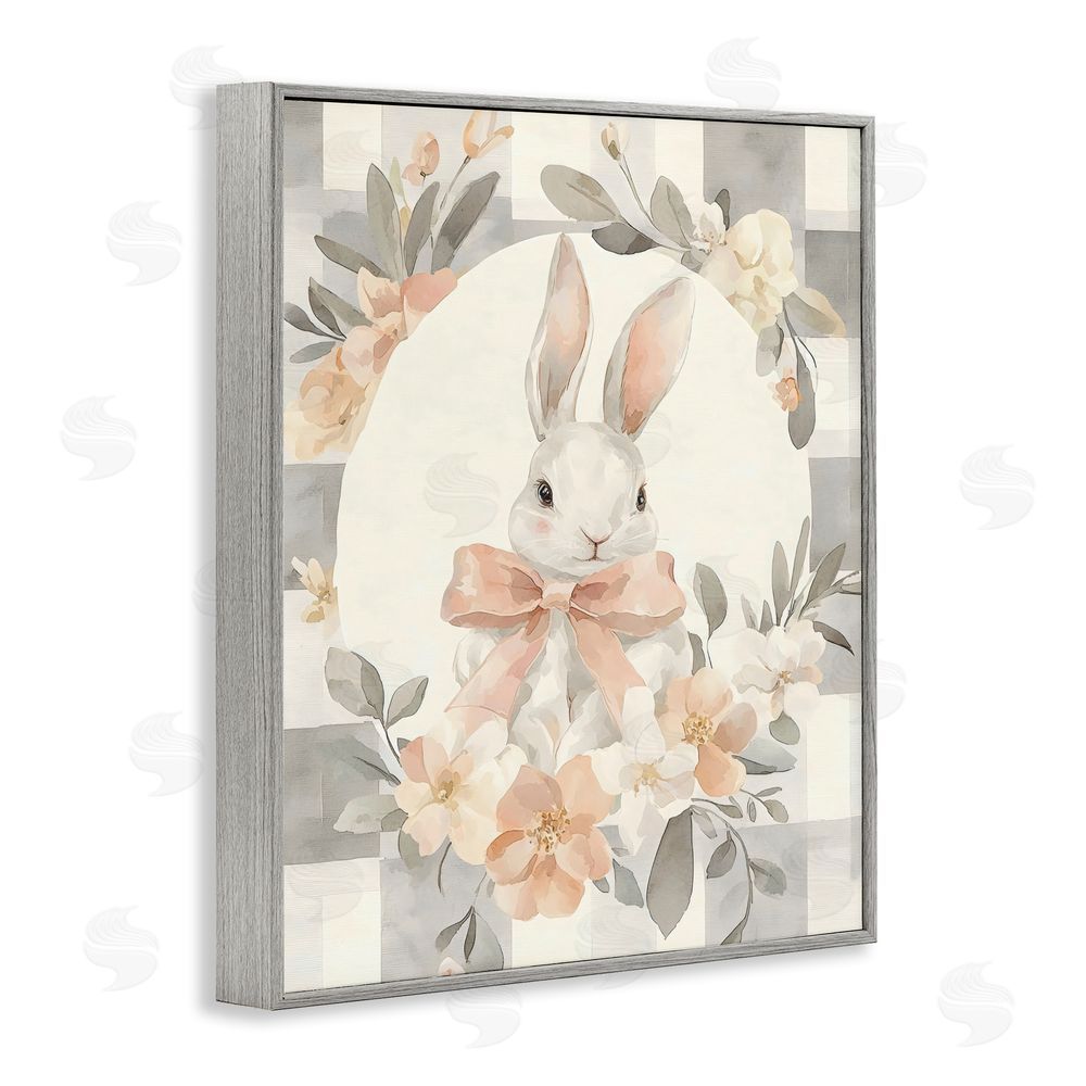 Creative Studio Adorable Bunny in Wreath Gray Framed Giclee Wall Art Print