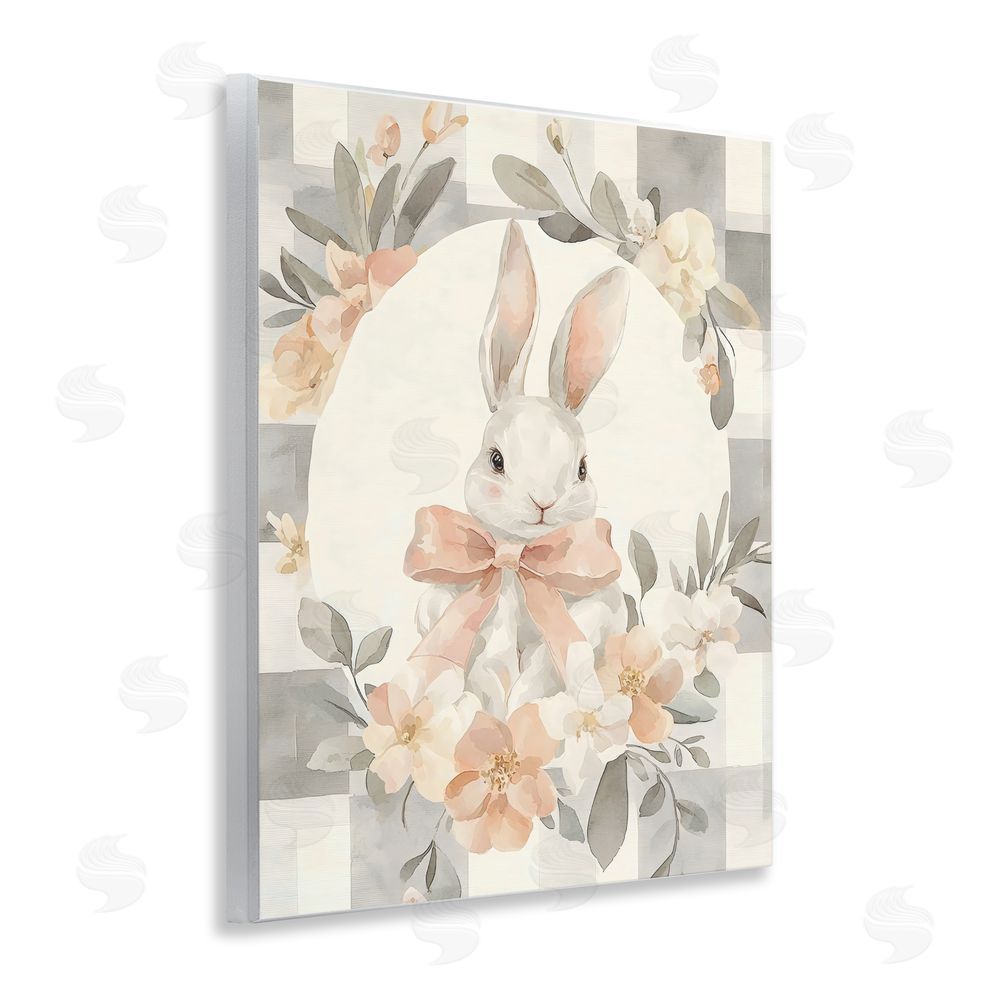 Creative Studio Adorable Bunny in Wreath Wall Plaque Art Print with White Foil Wrap