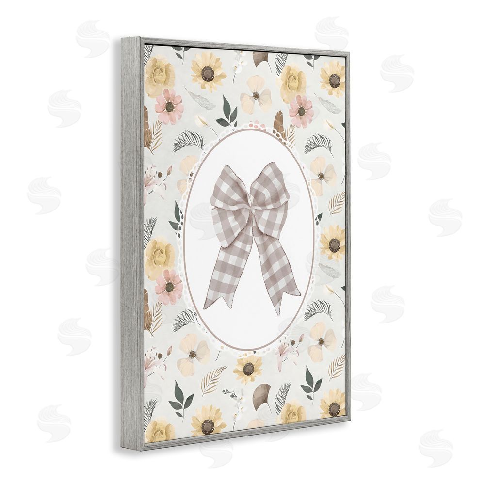 Ink Drop Loft Sunnyside Bow in Gingham Gray Framed Giclee Wall Art Print