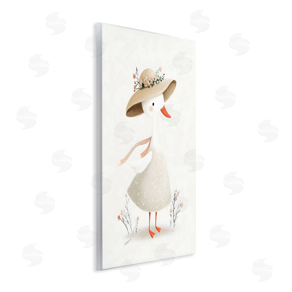 Ink Drop Loft Charming Goose in Sunhat Wall Plaque Art Print with White Foil Wrap