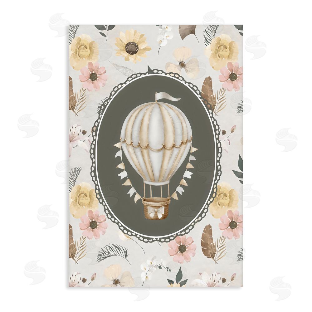 Ink Drop Loft Sunnyside Balloon over Florals Stretched Canvas Wall Art Print