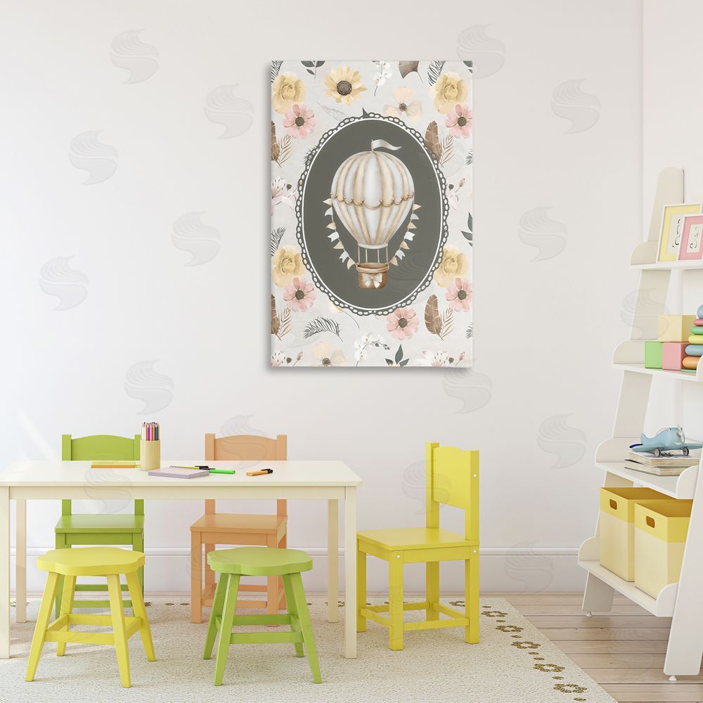 Ink Drop Loft Sunnyside Balloon over Florals Stretched Canvas on Wall