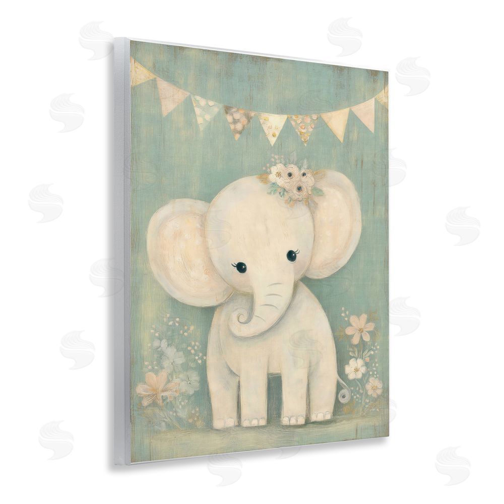 Ink Drop Loft Elephant with Overhead Banner Wall Plaque Home Decor Art Print
