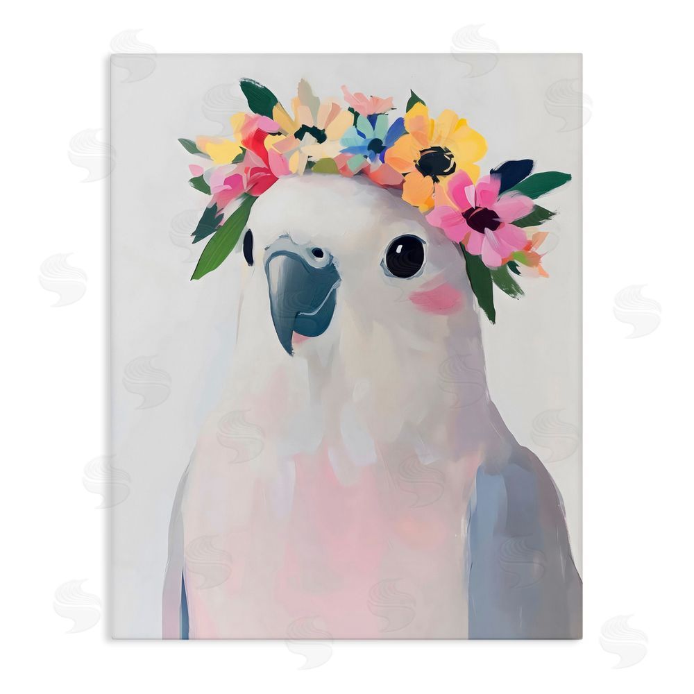 The Prints Vibe Flower Crown Dove Stretched Canvas Wall Art