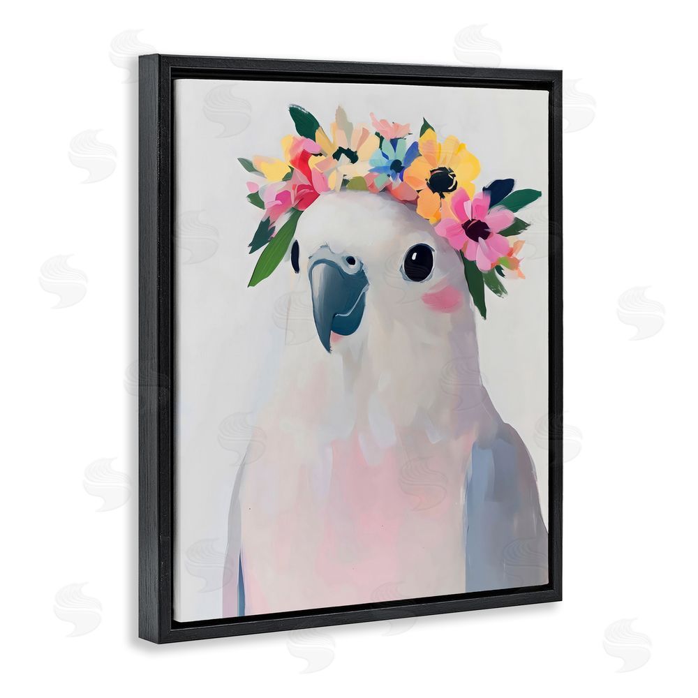 The Prints Vibe Flower Crown Dove Black Floating Framed Canvas Wall Art