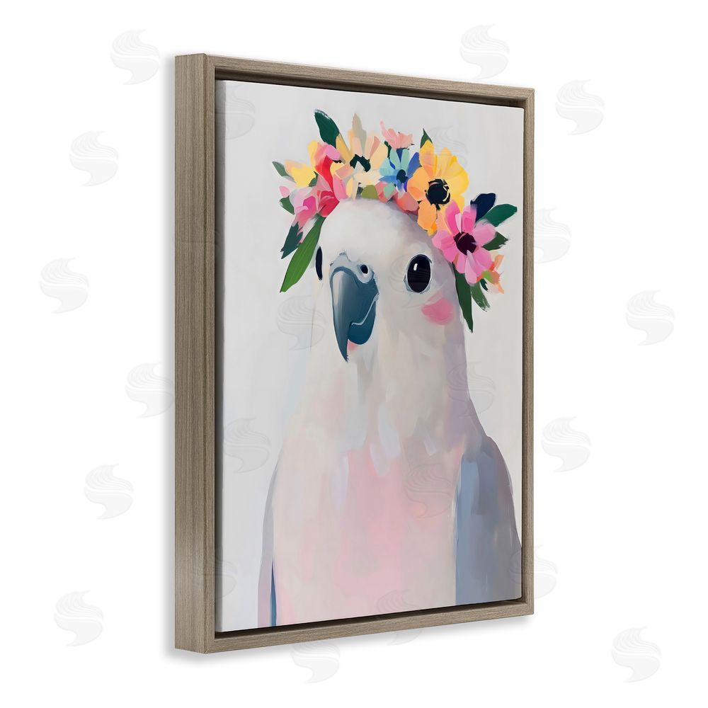 The Prints Vibe Flower Crown Dove Brown Floating Framed Canvas Wall Art