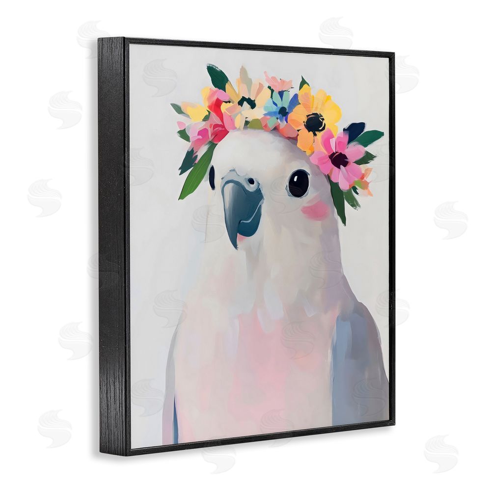The Prints Vibe Flower Crown Dove Black Framed Giclee Wall Art