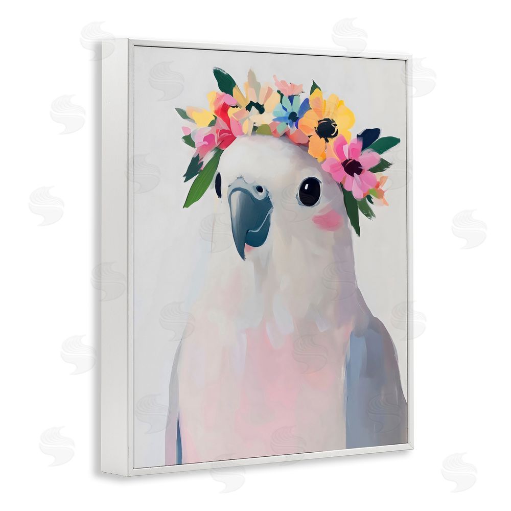 The Prints Vibe Flower Crown Dove White Framed Giclee Wall Art