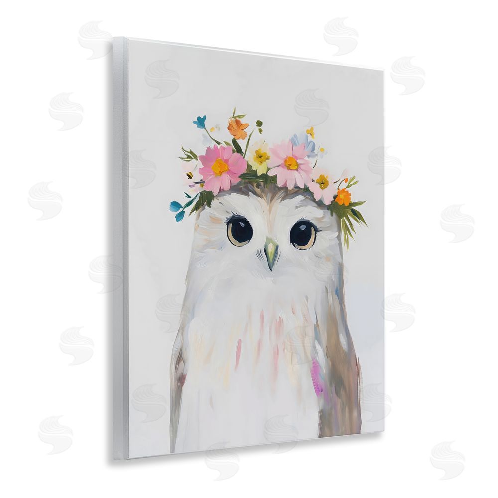 The Prints Vibe Flower Crown Owl Wall Plaque Home Decor Art Print