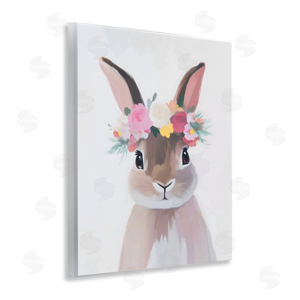 The Prints Vibe Flower Crown Rabbit Wall Plaque Home Decor Art Print