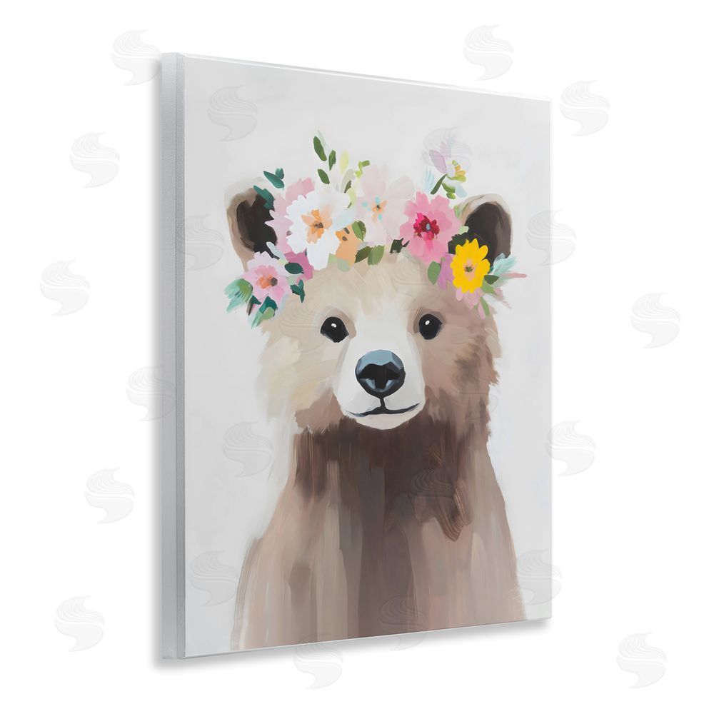 The Prints Vibe Flower Crown Bear Wall Plaque Home Decor Art Print