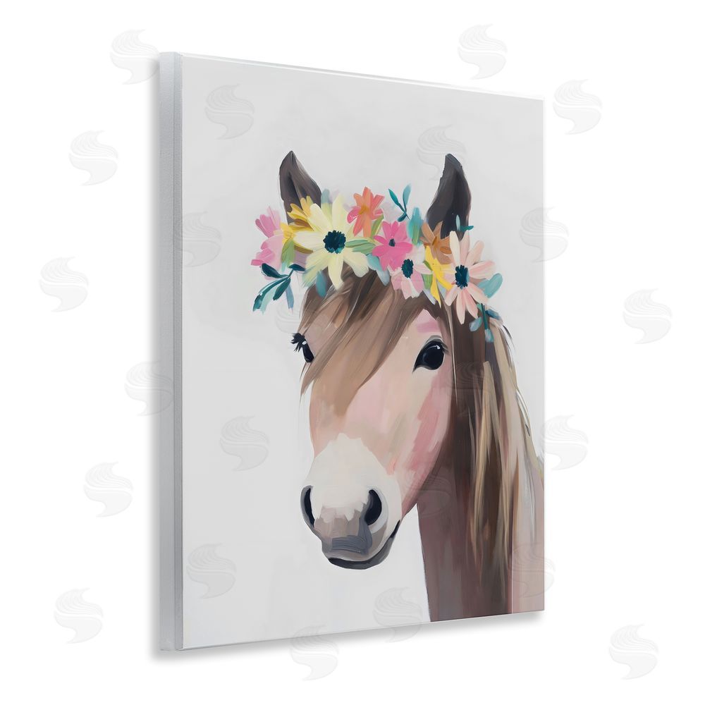 The Prints Vibe Flower Crown Horse Wall Plaque Home Decor Art Print