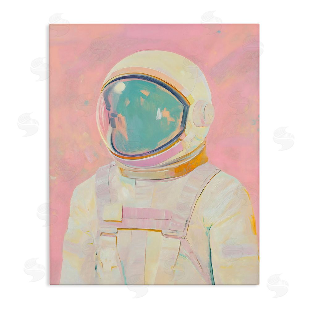 The Prints Vibe Astronaut Portrait in Pink Dream Stretched Canvas Wall Art Print