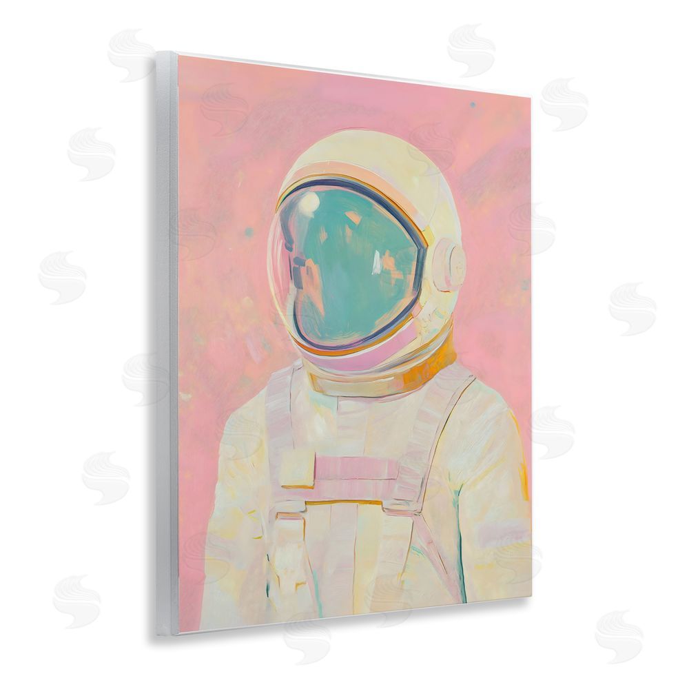 The Prints Vibe Astronaut Portrait in Pink Dream Wall Plaque Art Print with White Foil Wrap
