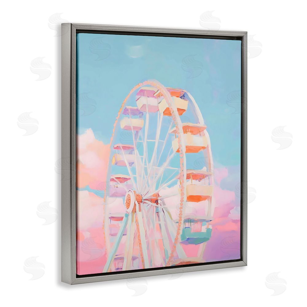 The Prints Vibe Ferris Wheel & Cotton Candy Sky Gray Floating Framed Canvas Wall Art