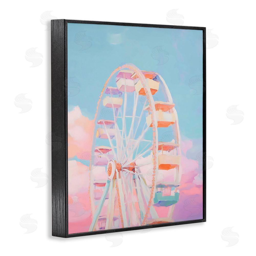 The Prints Vibe Ferris Wheel & Cotton Candy Sky Black Framed Giclee Wall Art