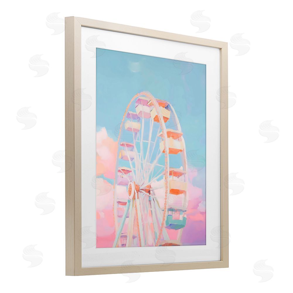 The Prints Vibe Ferris Wheel & Cotton Candy Sky Brown Framed Print Under Glass Wall Art