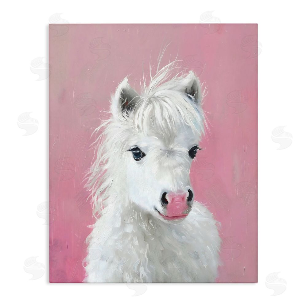 The Prints Vibe Gentle White Pony Stretched Canvas Wall Art