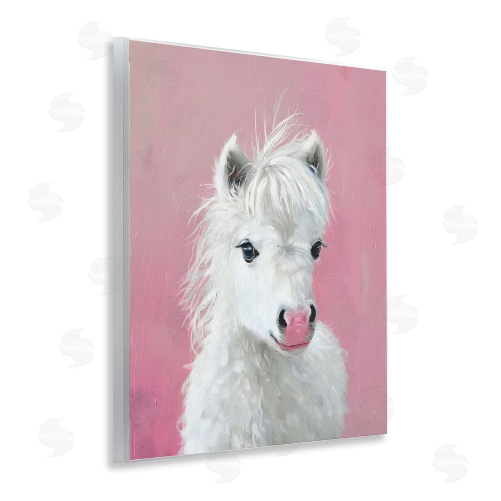 The Prints Vibe Gentle White Pony Wall Plaque Home Decor Art Print