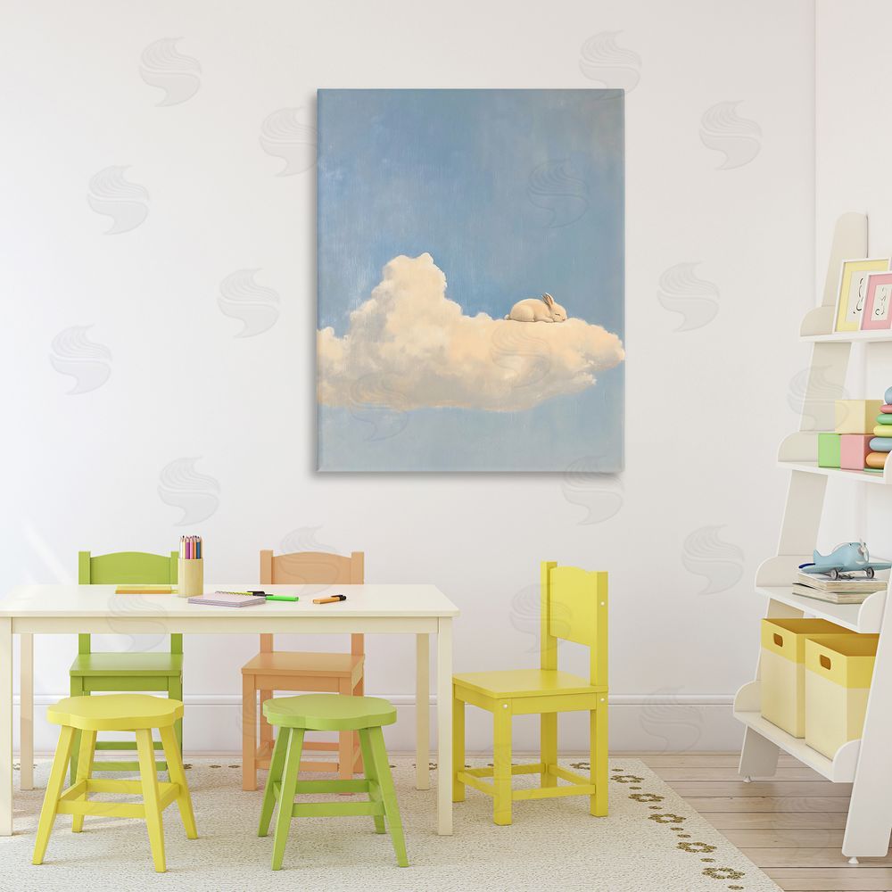 The Prints Vibe Sleeping Bunny on Cloud Stretched Canvas on Wall