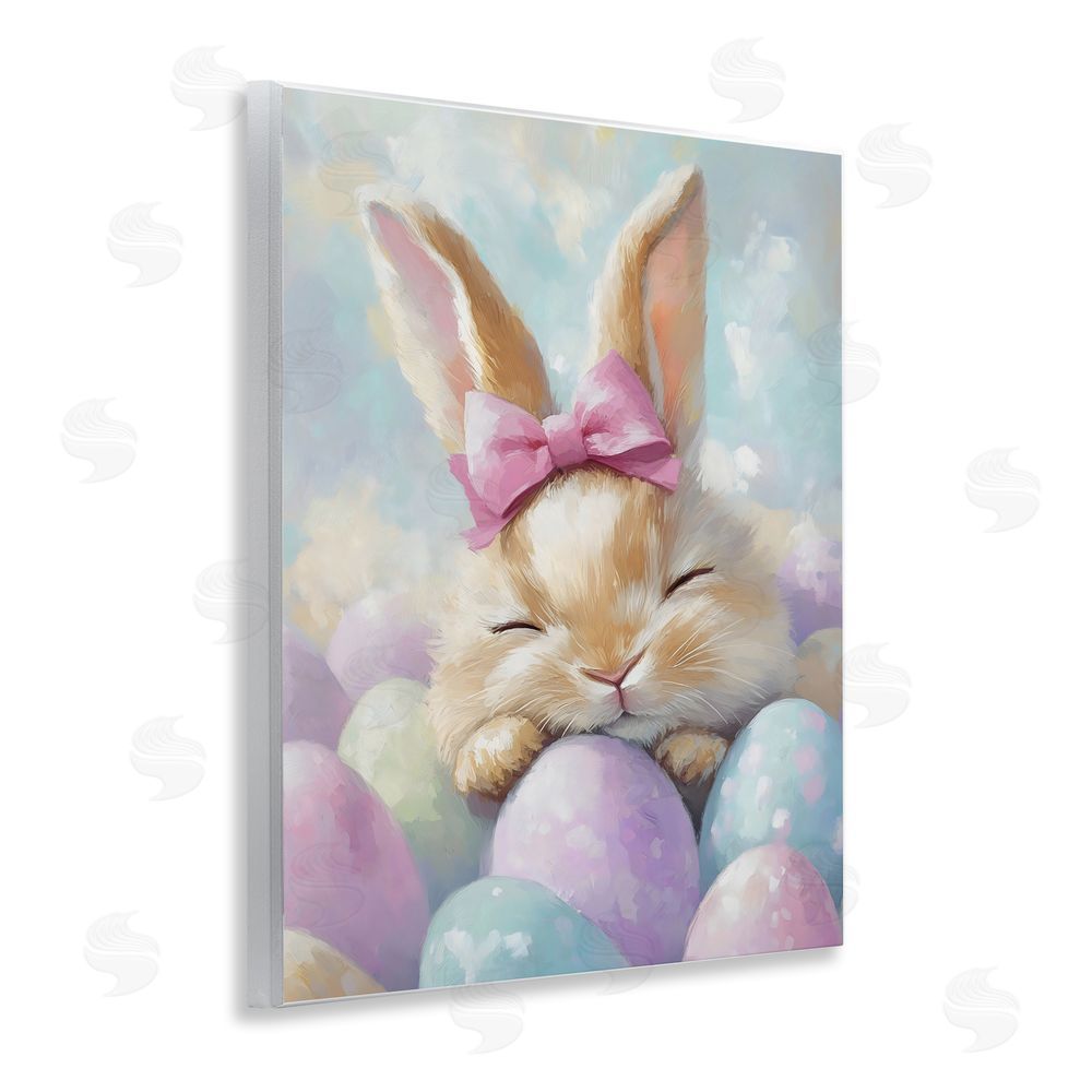 The Prints Vibe Sleeping Easter Bunny with Eggs Wall Plaque Printed Art
