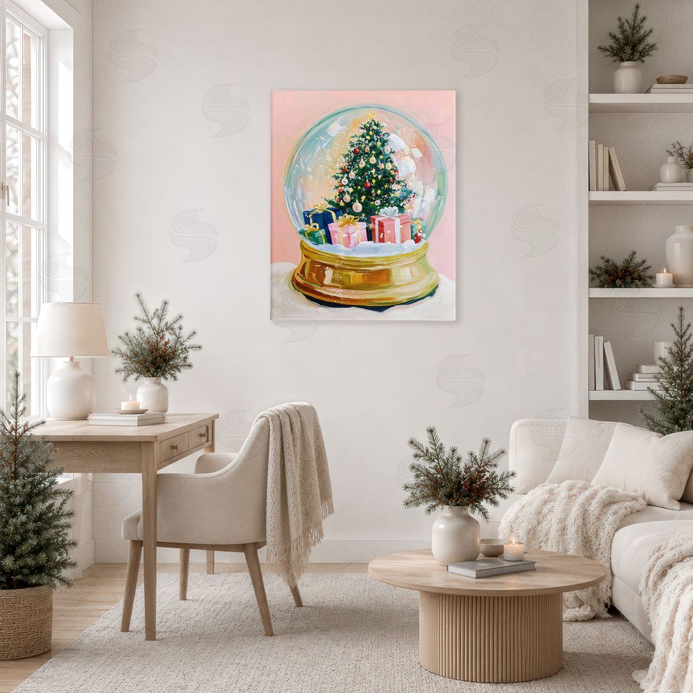 The Prints Vibe Christmas Snow Globe on Pink