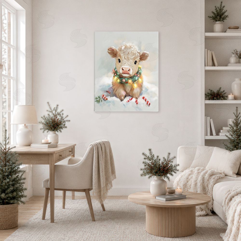 The Prints Vibe Christmas Highland Cow with Lights