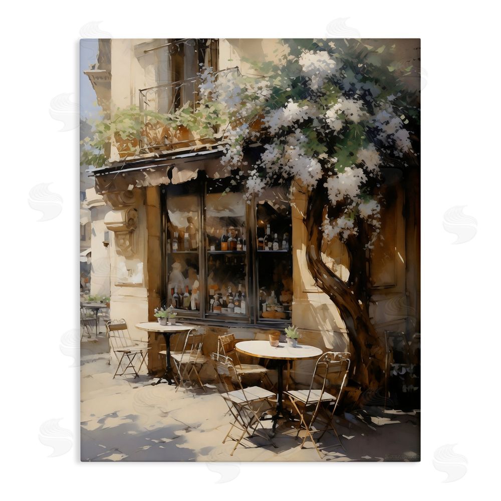 Creative Studio Sunlit French Cafe Terrace Stretched Canvas Wall Art Print