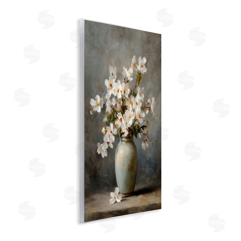 Petal Prints Design Full White Flowers in Vase Wall Plaque Home Decor Art Print