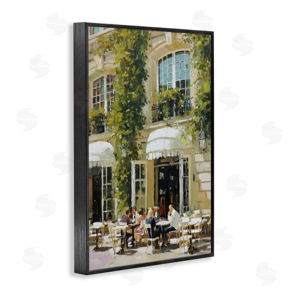 Petal Prints Design Cafe Terrace with Ivy Black Framed Giclee Wall Art Print