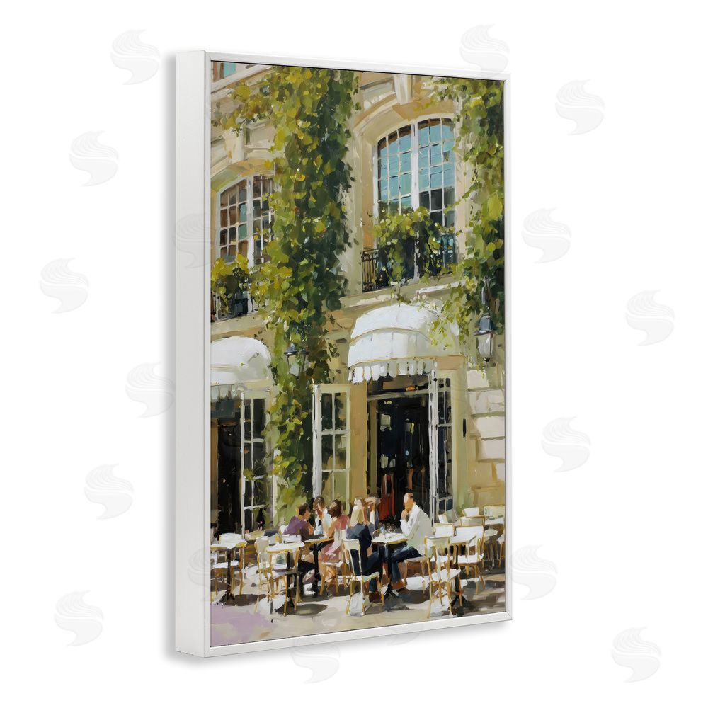 Petal Prints Design Cafe Terrace with Ivy White Framed Giclee Wall Art Print