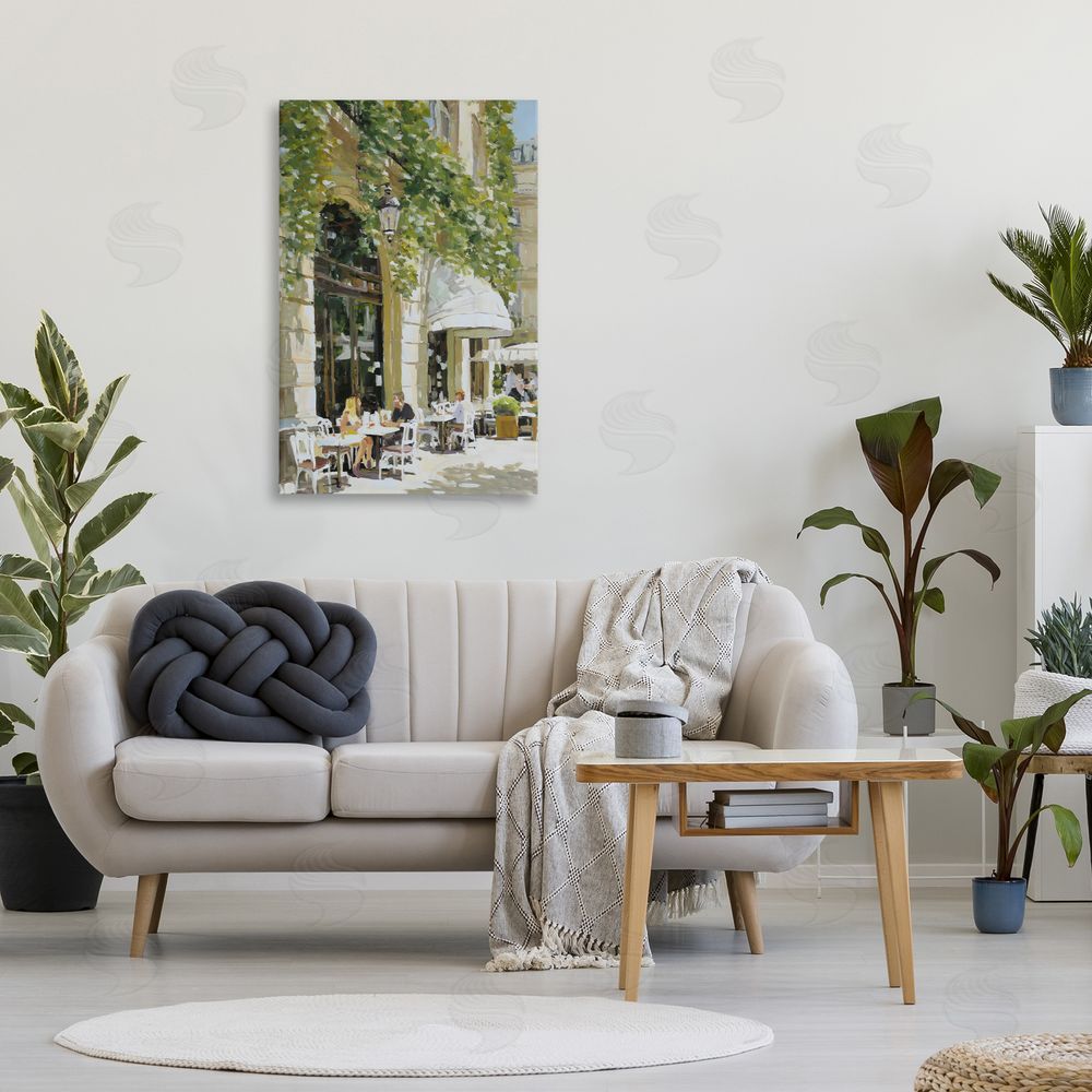 Petal Prints Design Sunny Day Cafe Terrace Stretched Canvas on Wall