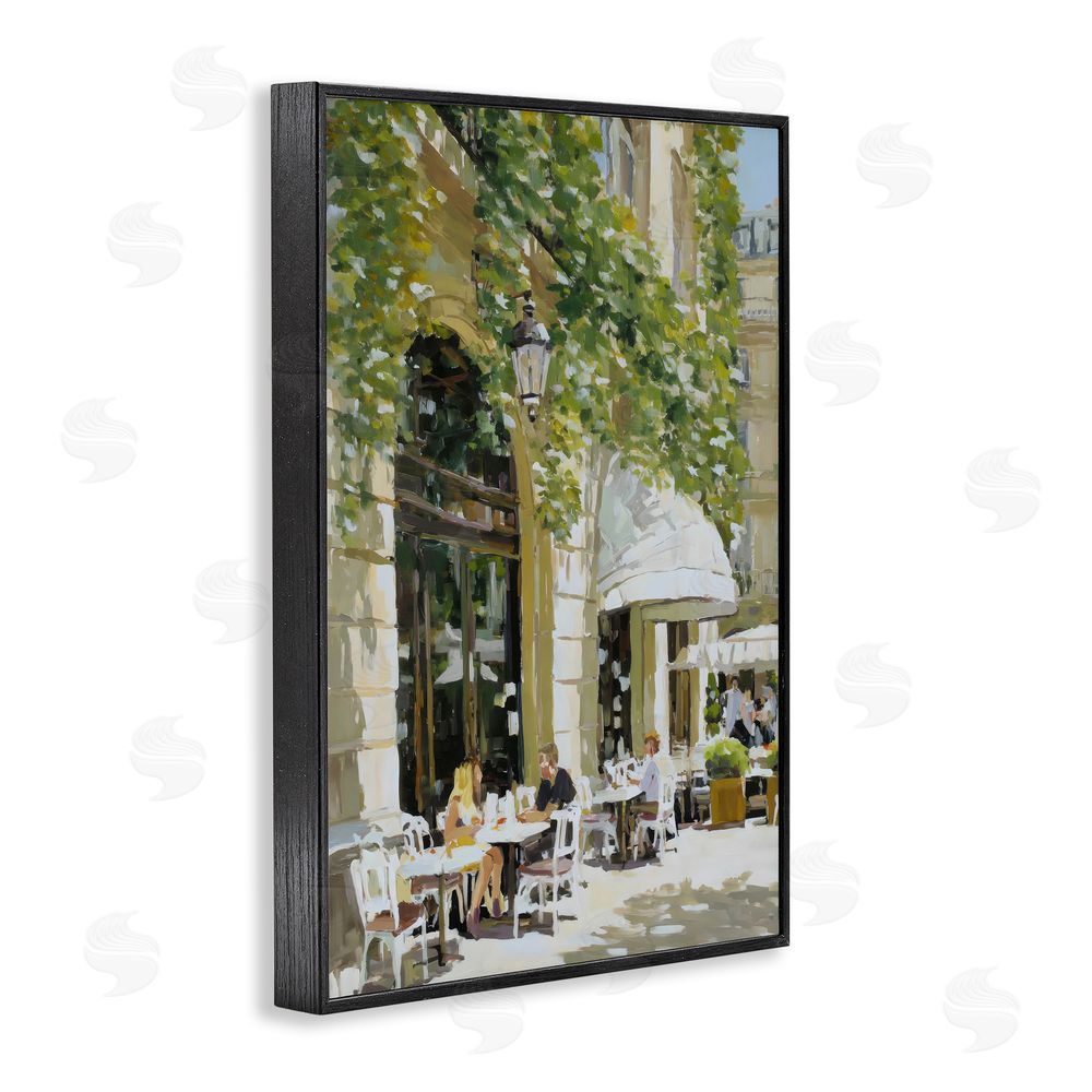 Petal Prints Design Sunny Day Cafe Terrace Black Framed Giclee Wall Art Print