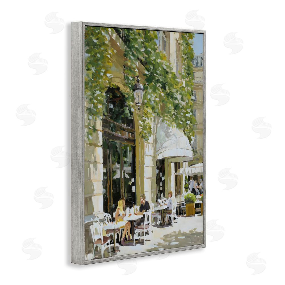 Petal Prints Design Sunny Day Cafe Terrace Gray Framed Giclee Wall Art Print