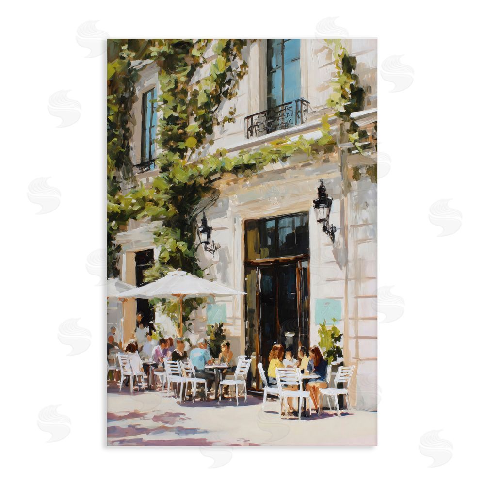 Petal Prints Design Streetside Cafe Terrace with Ivy Stretched Canvas Wall Art Print