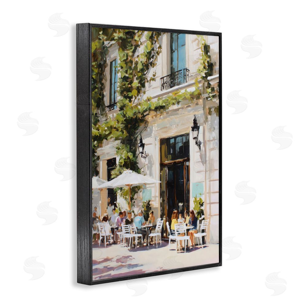 Petal Prints Design Streetside Cafe Terrace with Ivy Black Framed Giclee Wall Art Print