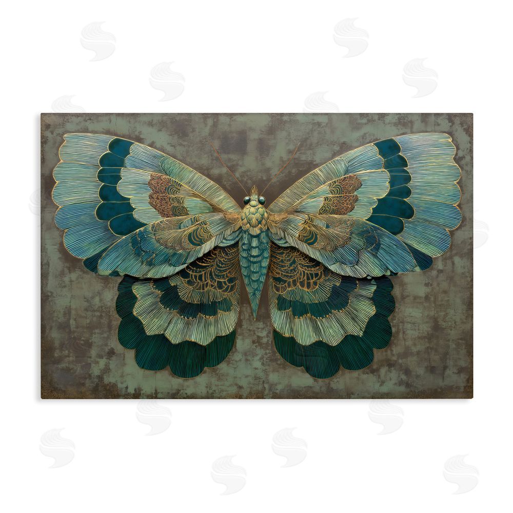 Petal Prints Design Golden Jewel Butterfly Stretched Canvas Wall Art