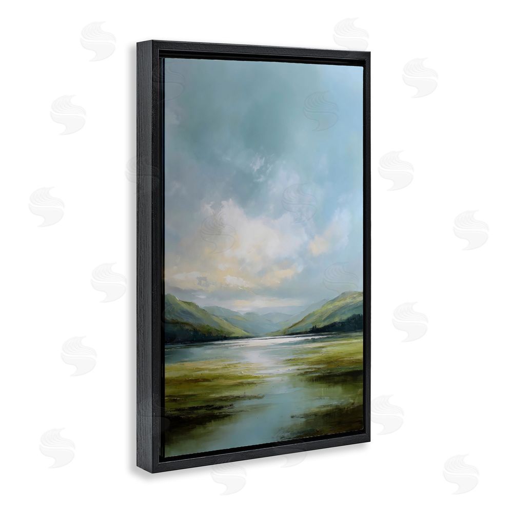 Petal Prints Design Here Comes Sun over Valley Black Floating Framed Canvas Wall Art
