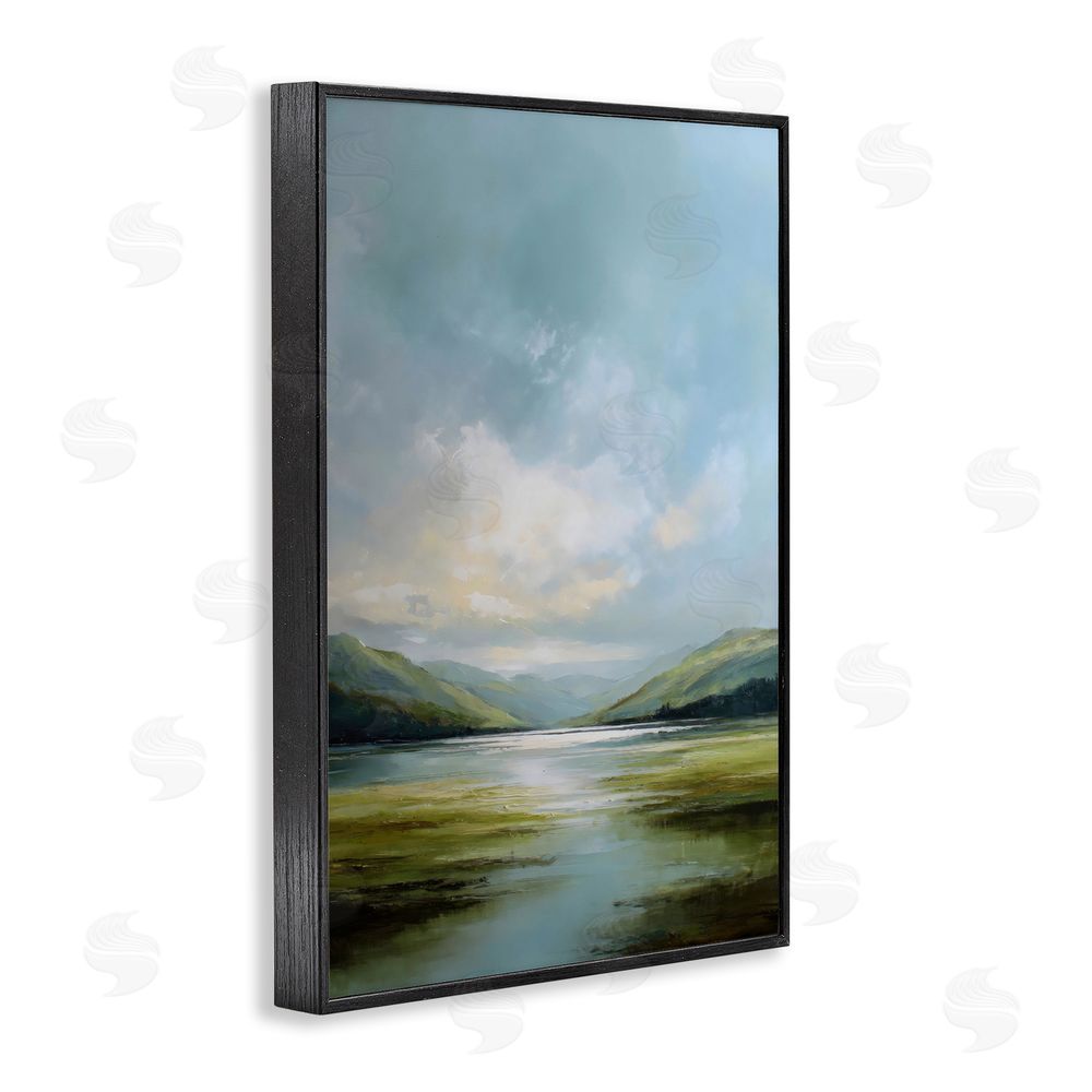 Petal Prints Design Here Comes Sun over Valley Black Framed Giclee Wall Art