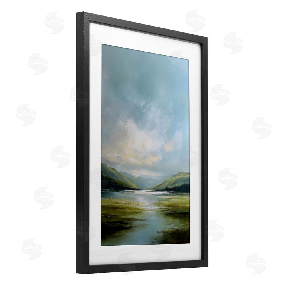 Petal Prints Design Here Comes Sun over Valley Black Framed Print Under Glass Wall Art