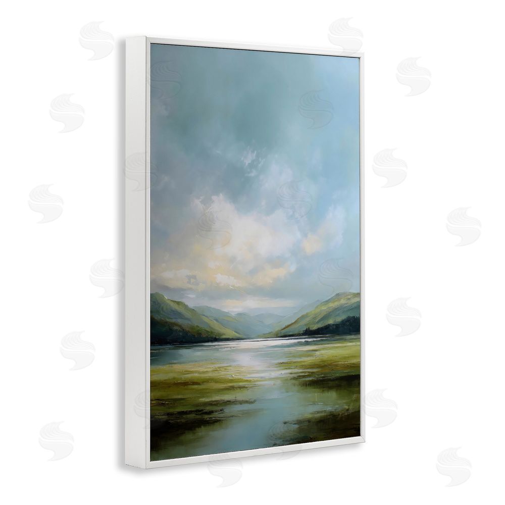 Petal Prints Design Here Comes Sun over Valley White Framed Giclee Wall Art