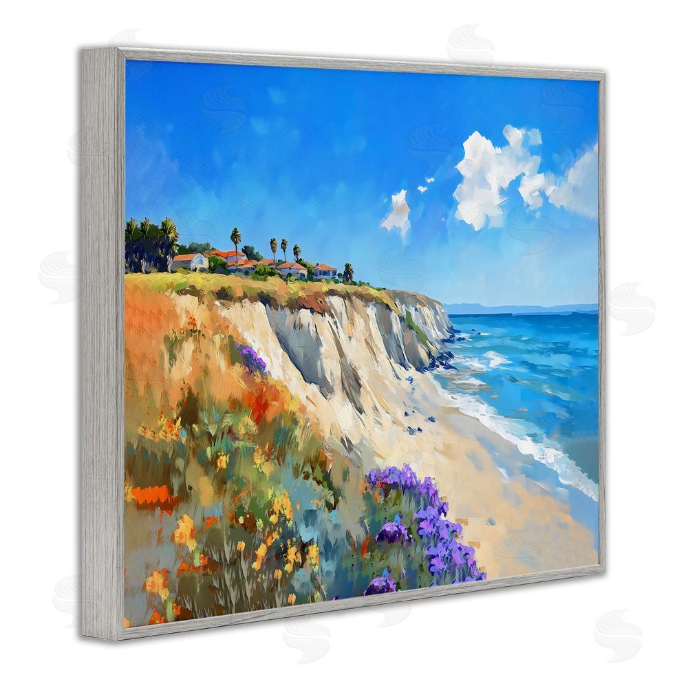 The Prints Vibe Coastal Wildflower Field Gray Framed Giclee Wall Art Print