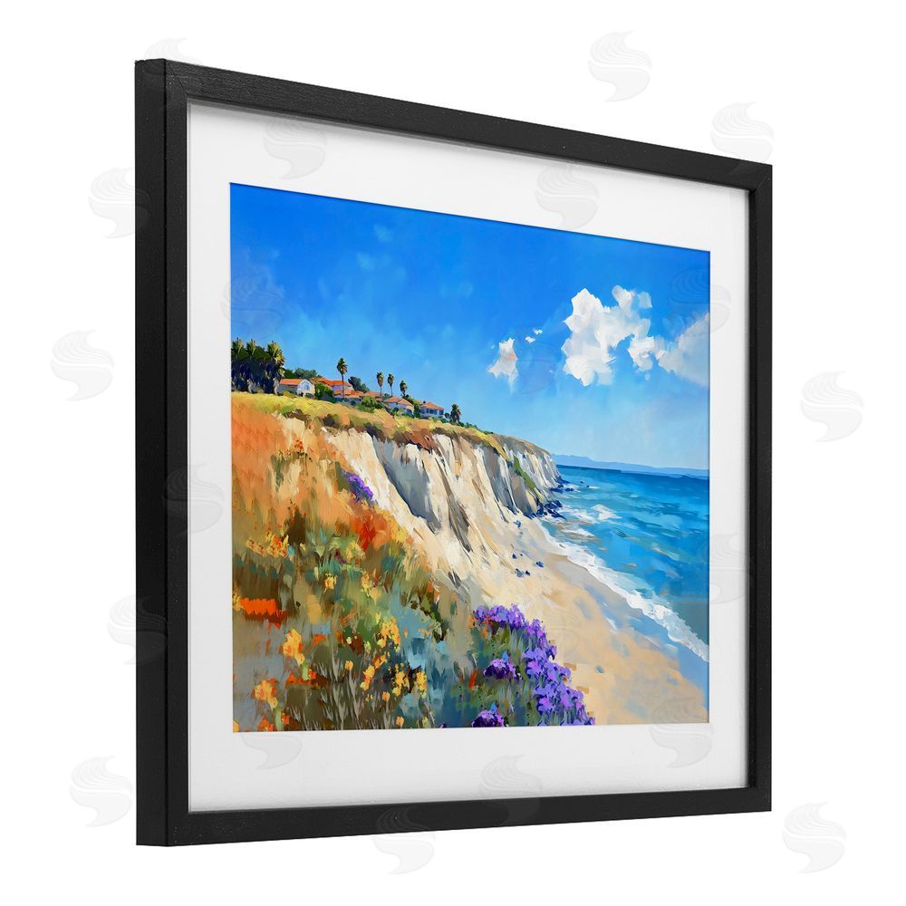 The Prints Vibe Coastal Wildflower Field Black Framed Print Under Glass Wall Art
