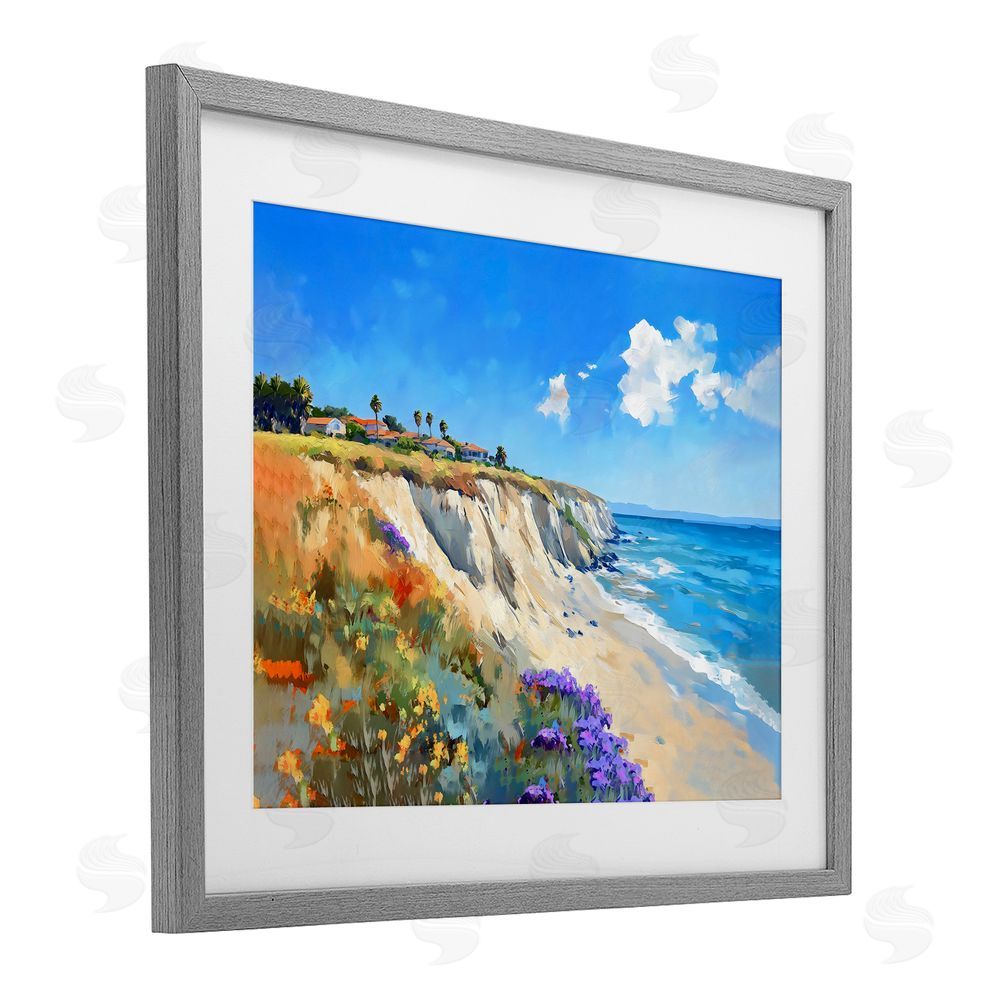 The Prints Vibe Coastal Wildflower Field Gray Framed Print Under Glass Wall Art