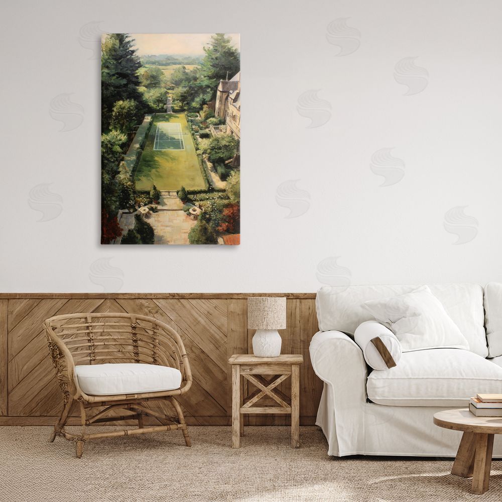 Petal Prints Design Vintage Tennis At The Manor Stretched Canvas on Wall