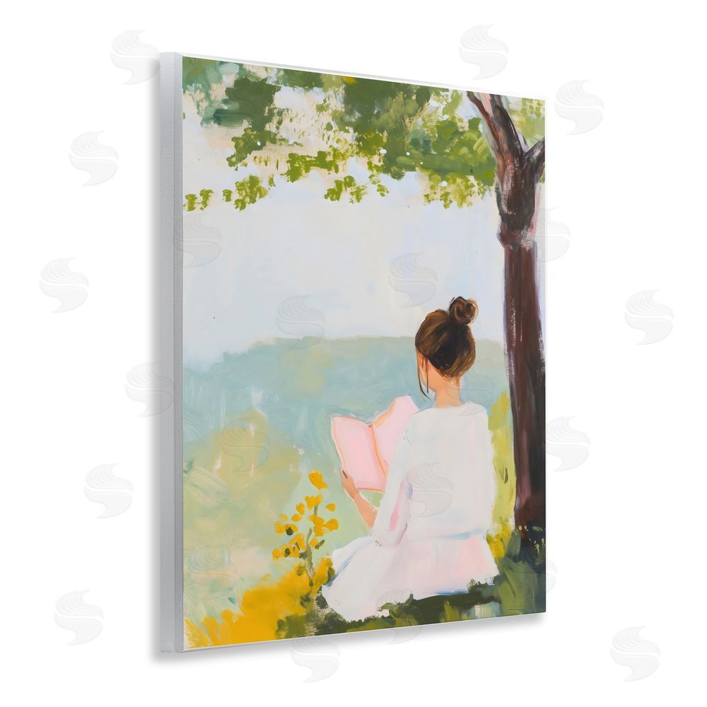 The Prints Vibe Girl Reading in Nature Wall Plaque Home Decor Art Print